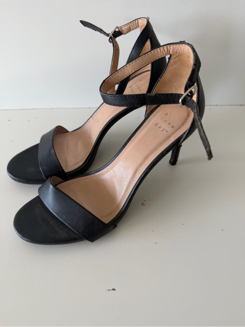 a new day Black Open-Toe Ankle-Strap Stiletto Heels